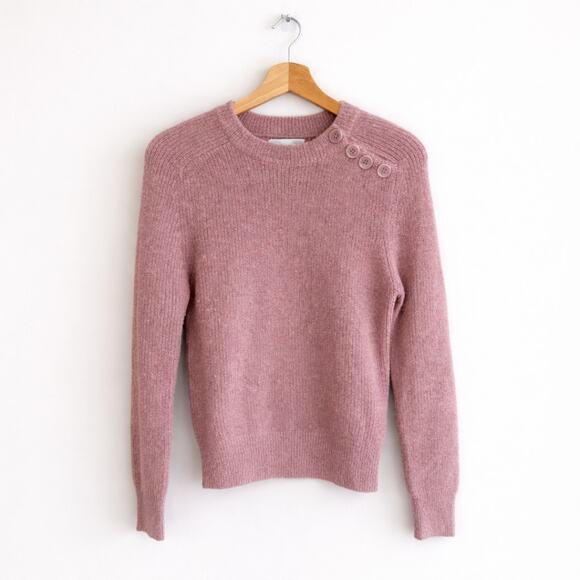 Antik Batik Sweaters - Antik Batik Alpaca Blend Crew Knit Long Sleeve Button Shoulder Sweater Pink S
